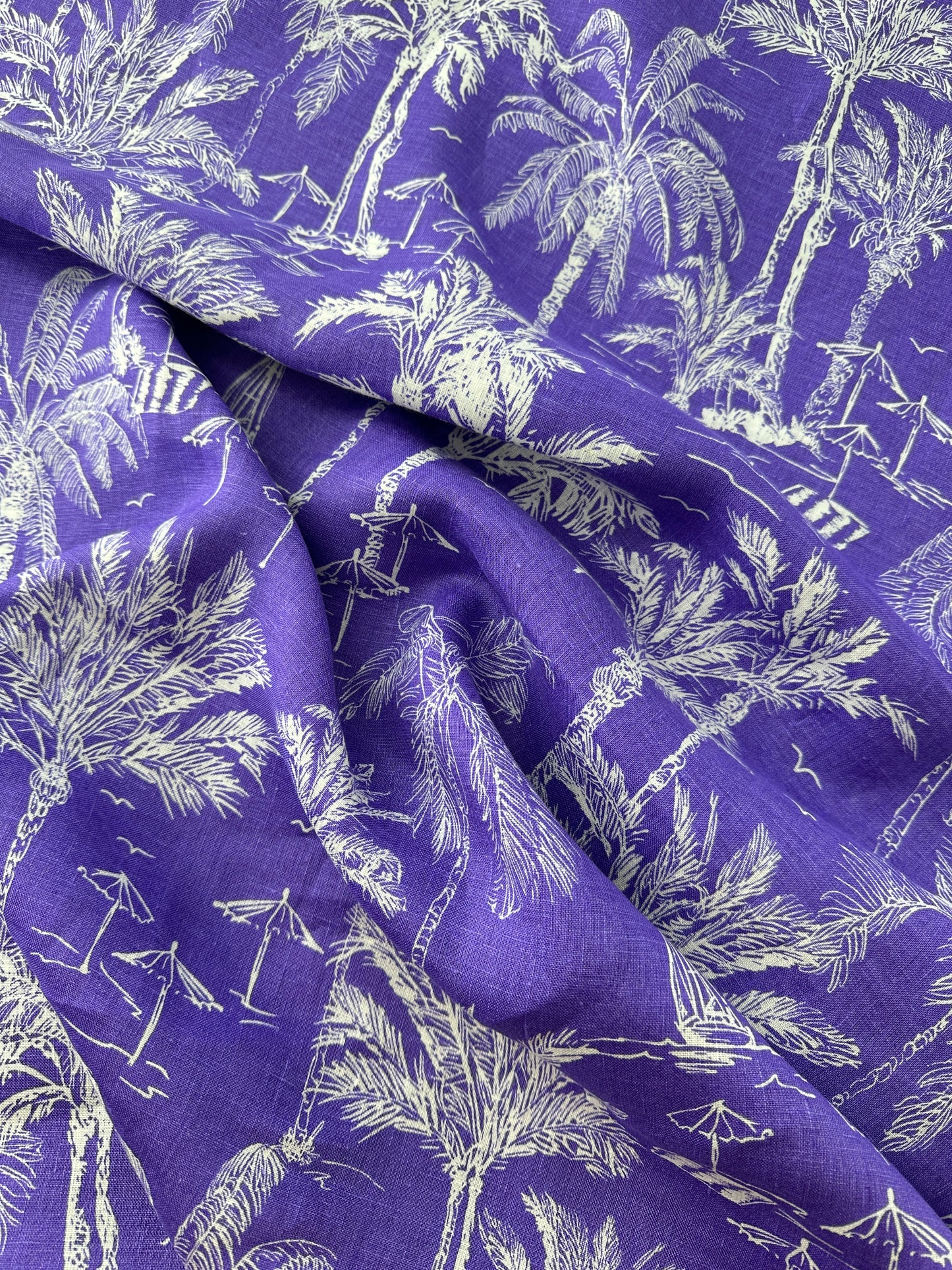 Italian Linen, Coastal Vibes Print, Purple/White