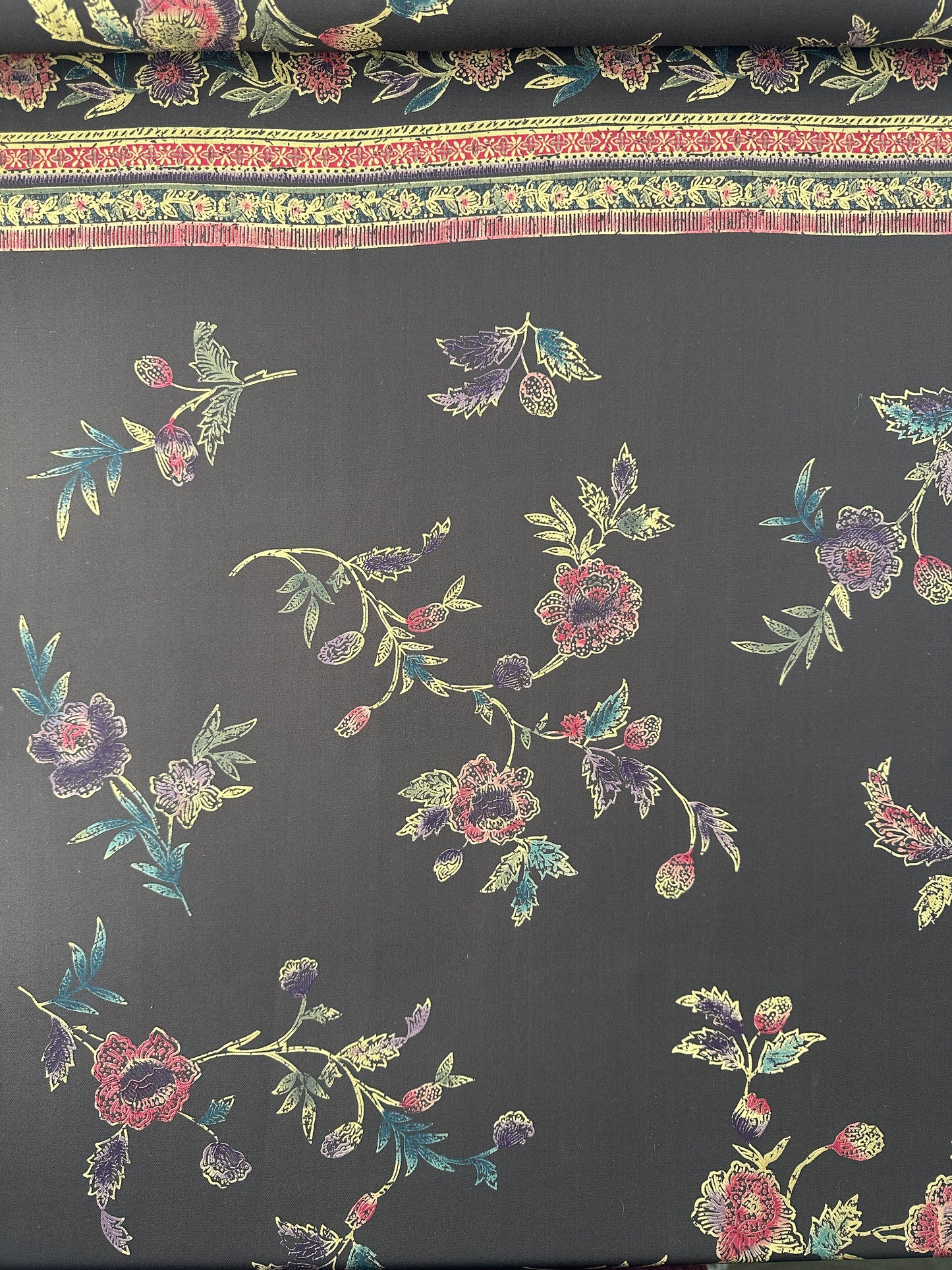 Designer Deadstock Silk Chiffon, Brown Floral