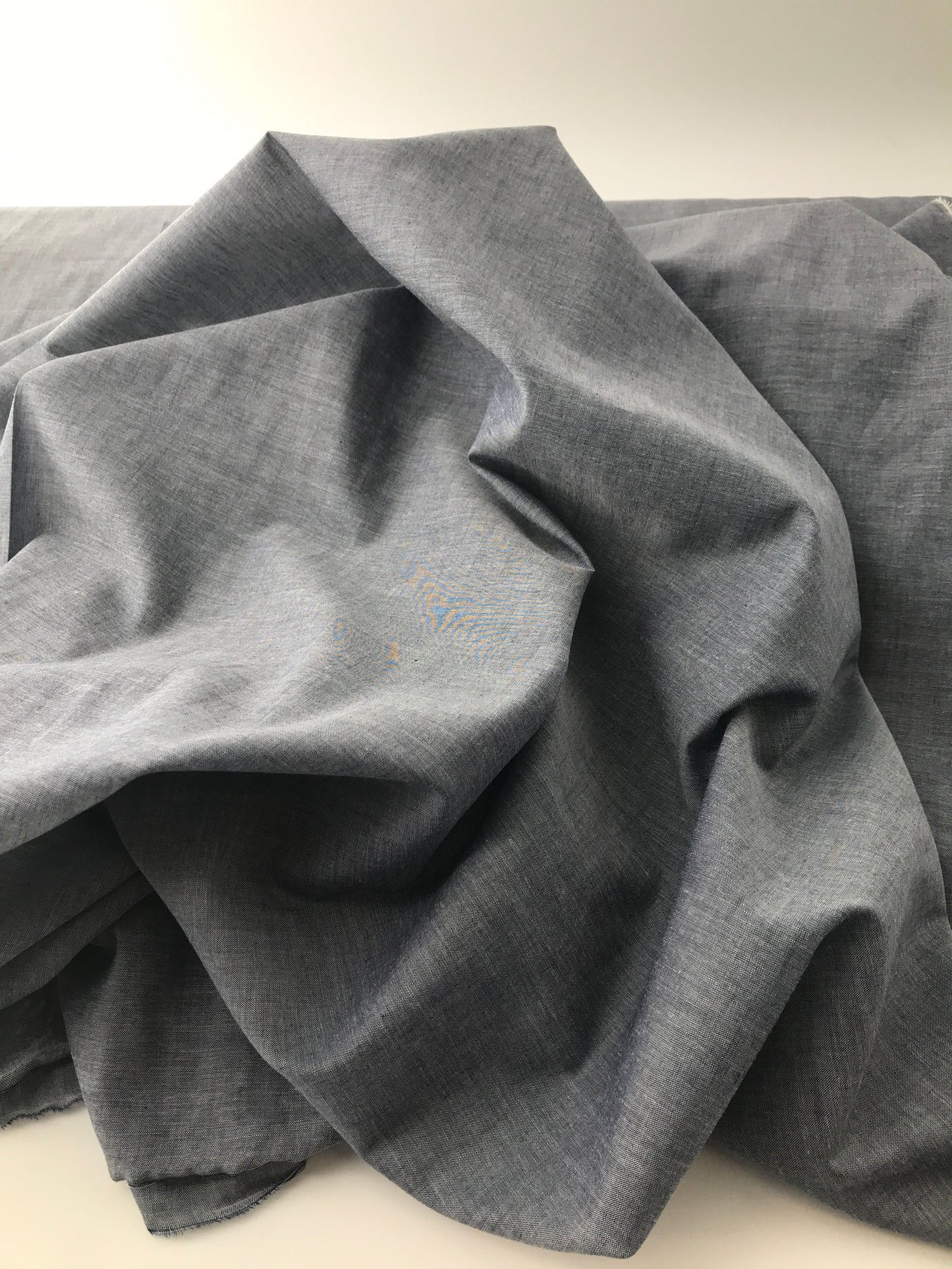 Chambray, Cotton, Medium Blue