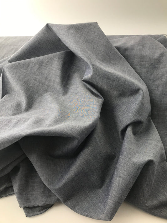 Chambray, Cotton, Medium Blue