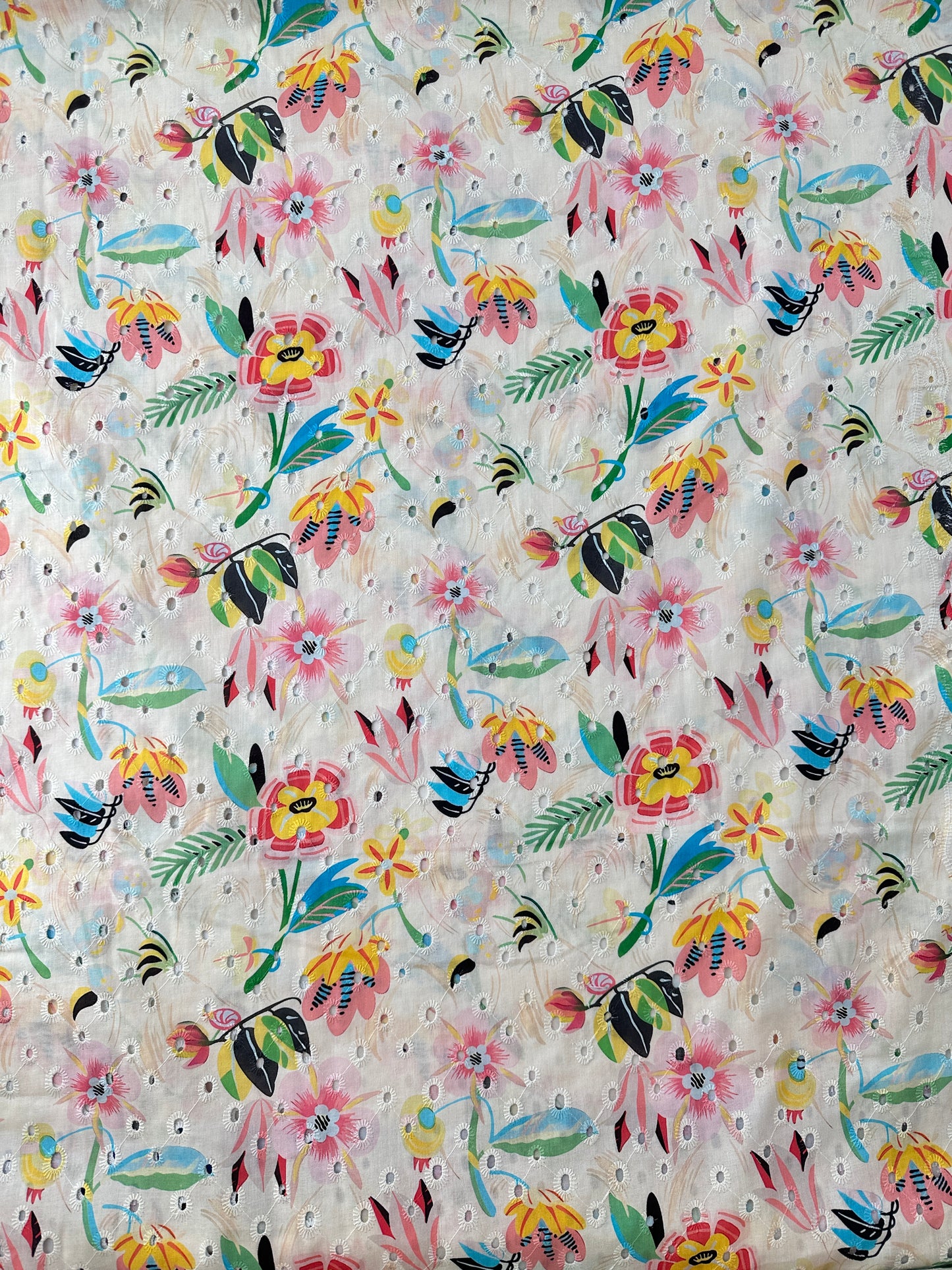 Cotton Lawn Eyelet Digital Print, Pop Floral, 3.1 oz