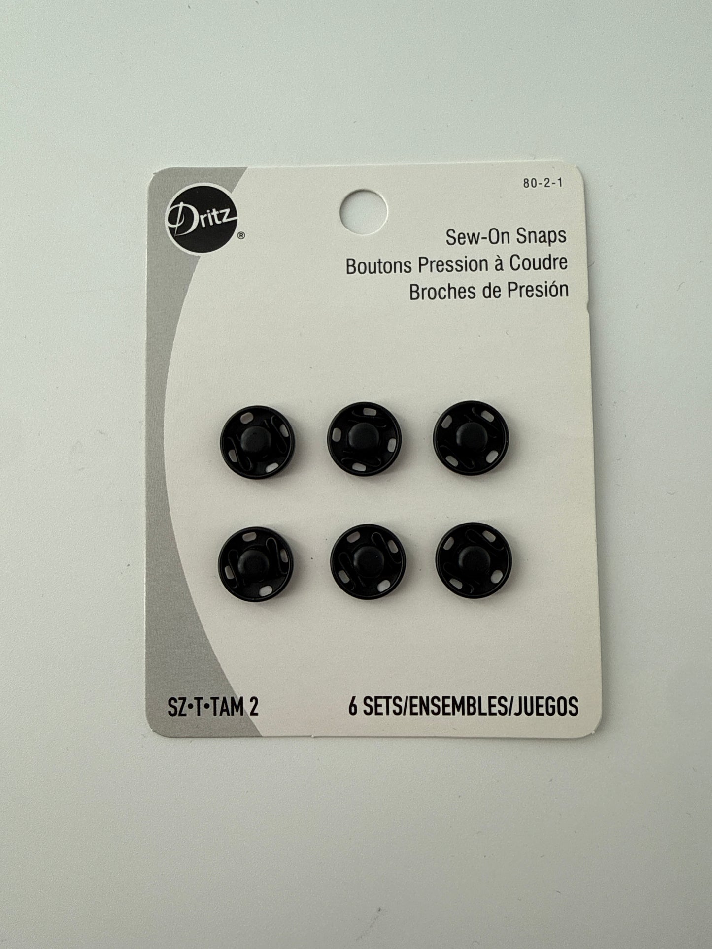 Dritz Sew-On Snaps, Sz. T-TAM 2, 13 mm, 6 pack