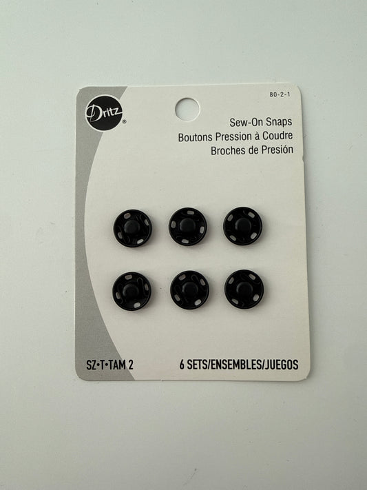 Dritz Sew-On Snaps, Sz. T-TAM 2, 13 mm, 6 pack