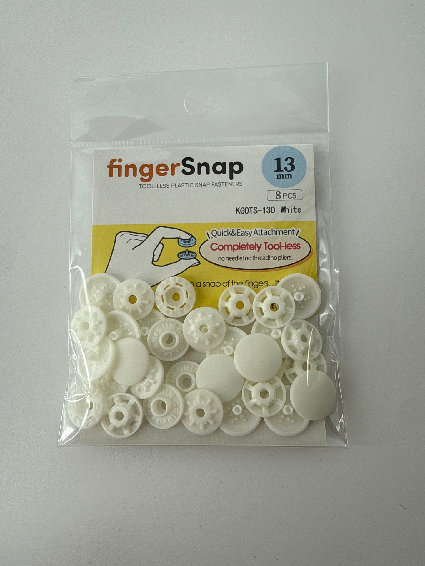 Tool-less Plastic Snaps, White