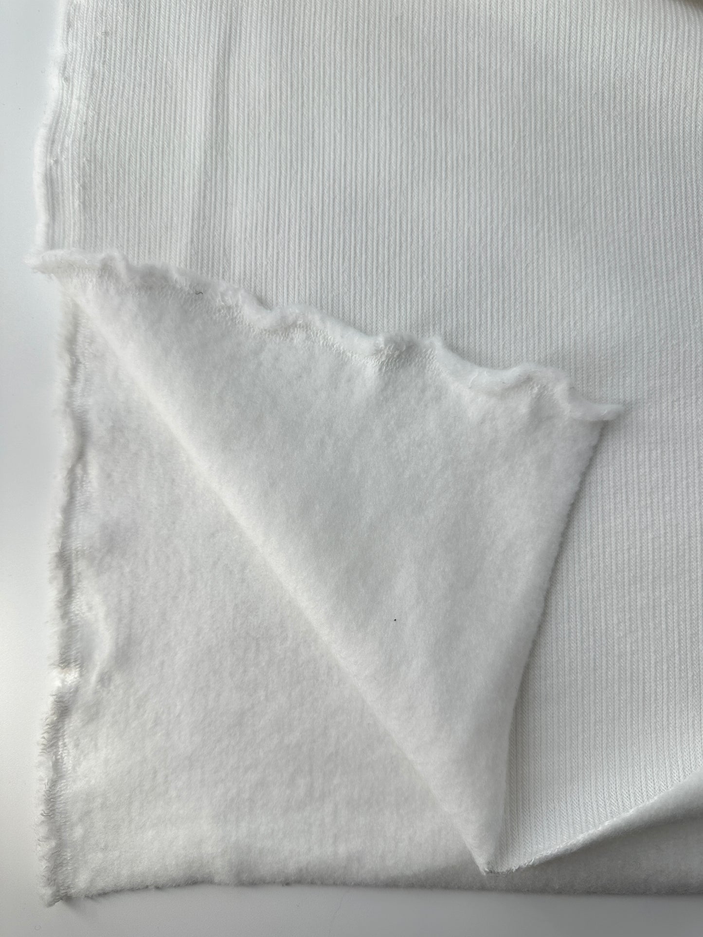 Sweatshirt Fleece, Cotton, Textured, White, 335 gsm.