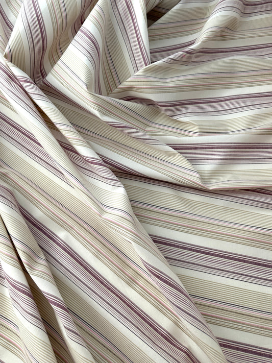 Cotton Stretch Shirting, Stripe, Lavender/Beige