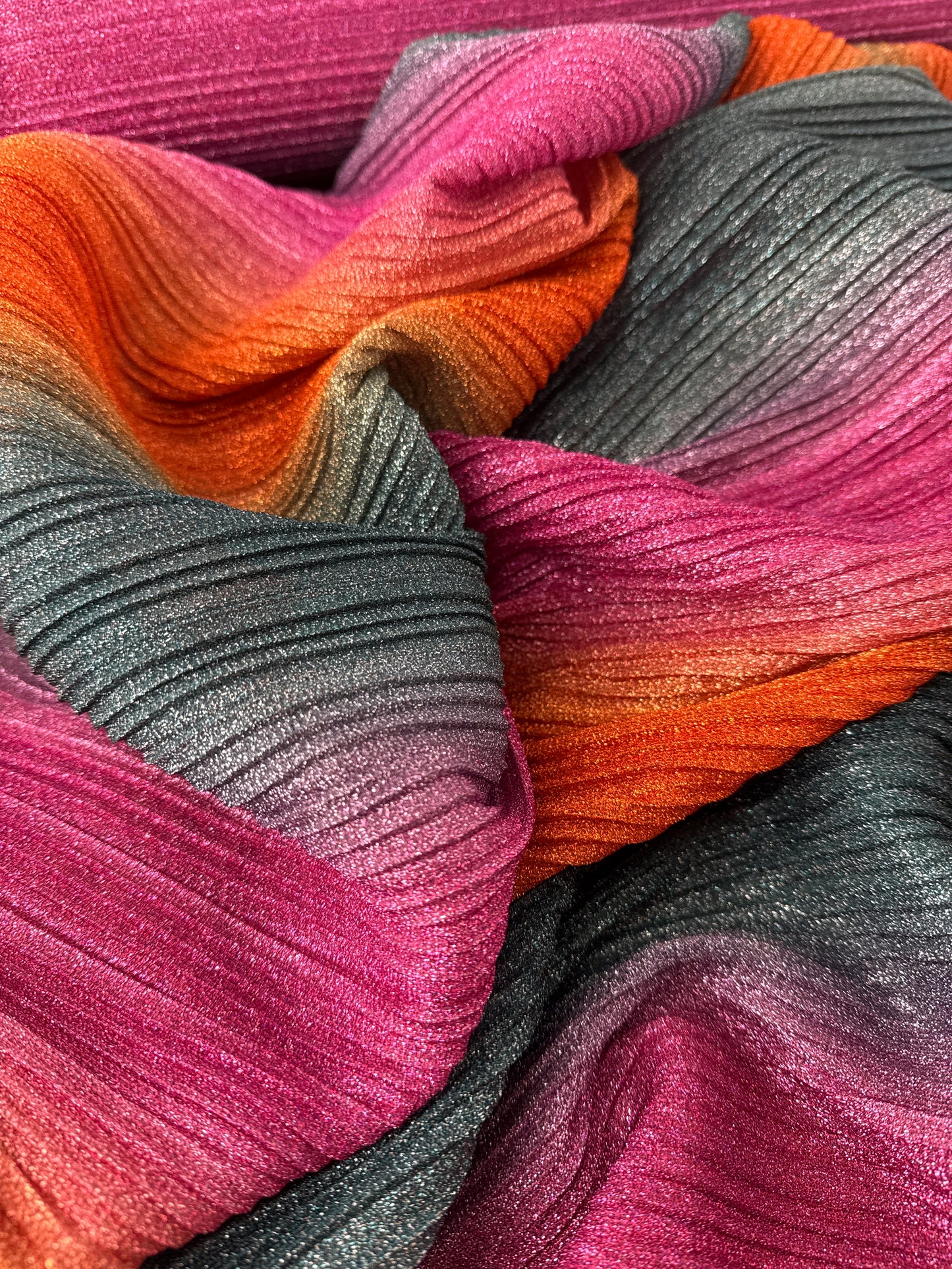 Polyester/Metallic Pleated Knit Ombre