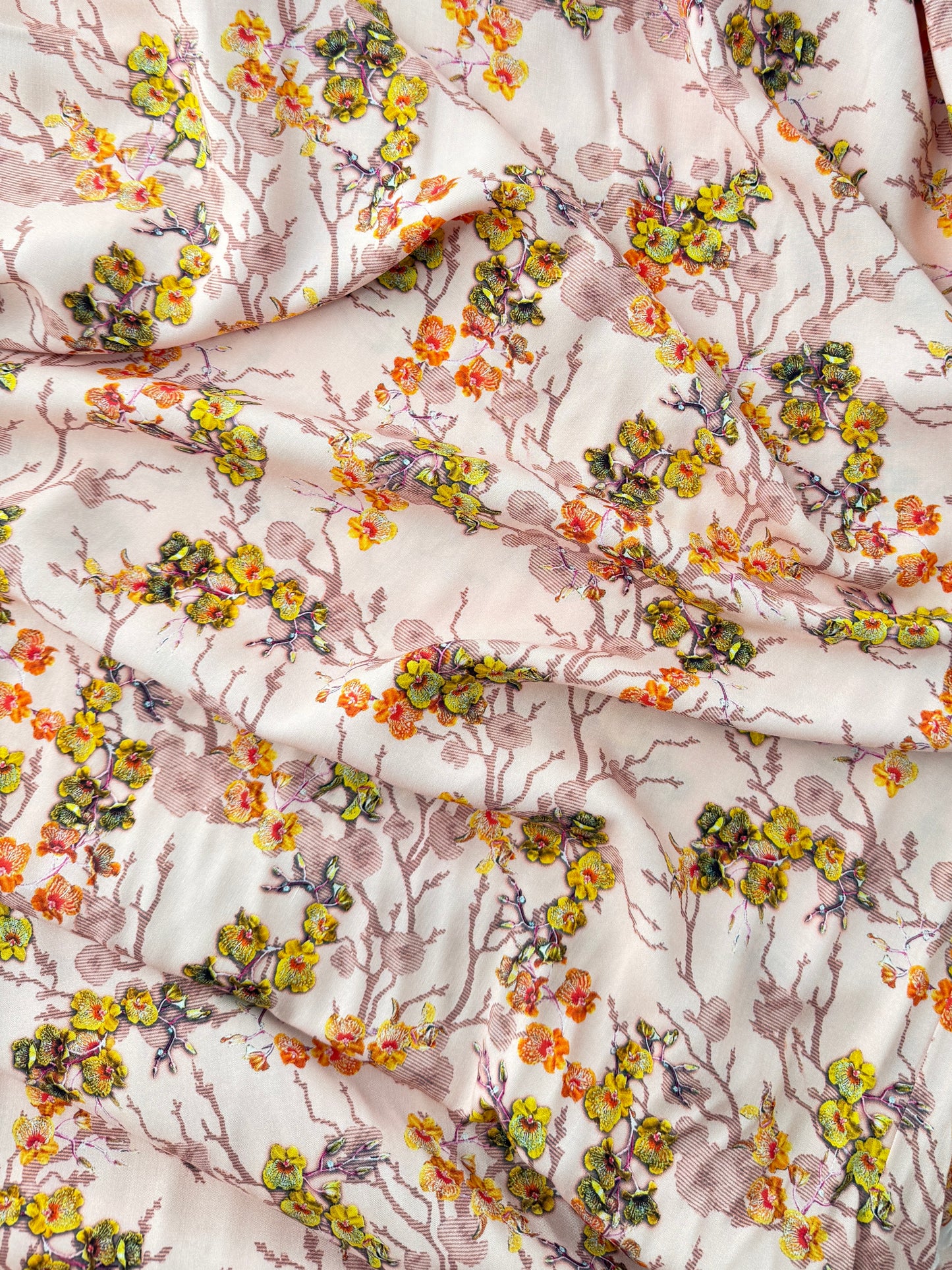 Rayon Lawn, Cherry Blossom Print – Pink