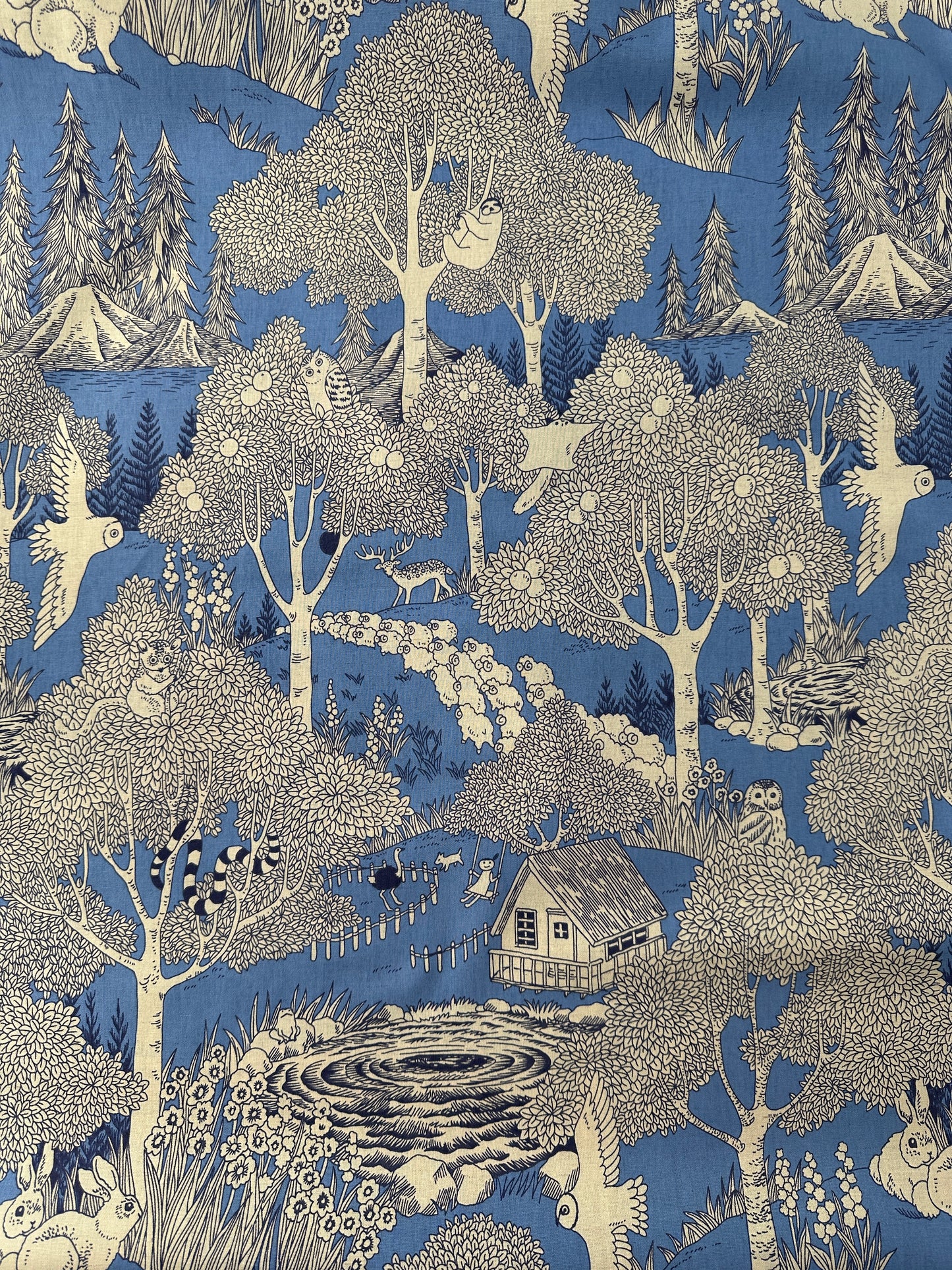 Japanese Cotton/Linen Sheeting, Forest Dot