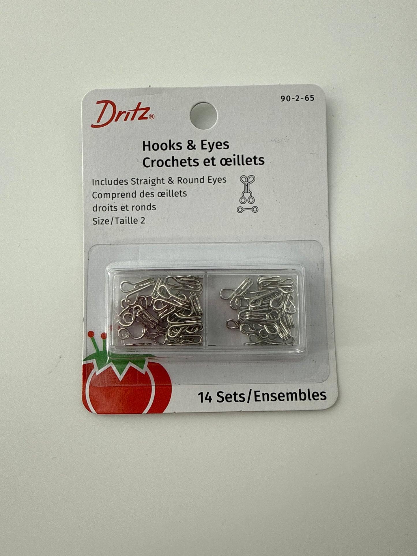Hook & Eye Closures, Size 2, 14 sets