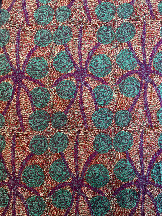 Cotton Sheeting, Aboriginal Prints, Bush Medicine with Long Stripes, Purple