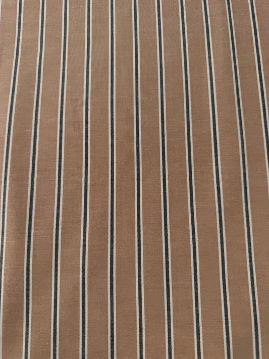 Cotton Shirting, Tan 3/4" Stripe