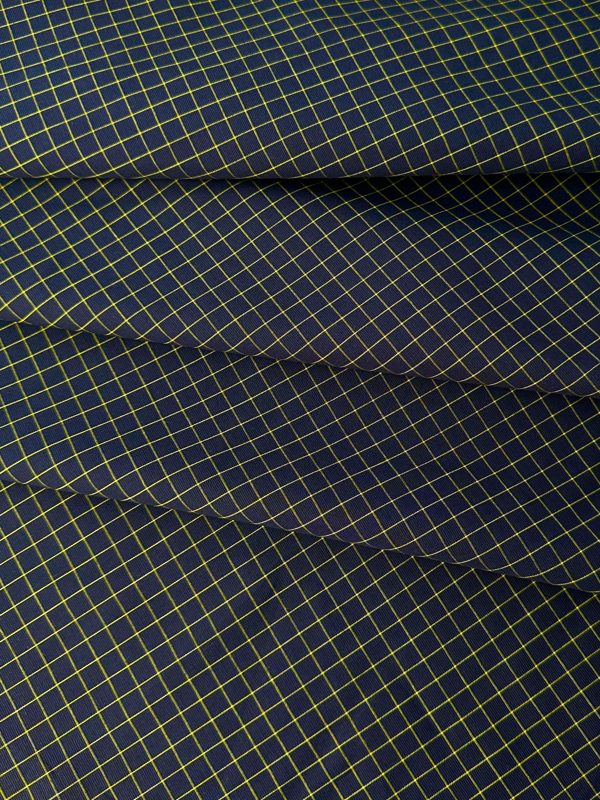 Cotton Shirting, Small Windowpane Check, Black/Yellow – Fiber Snob