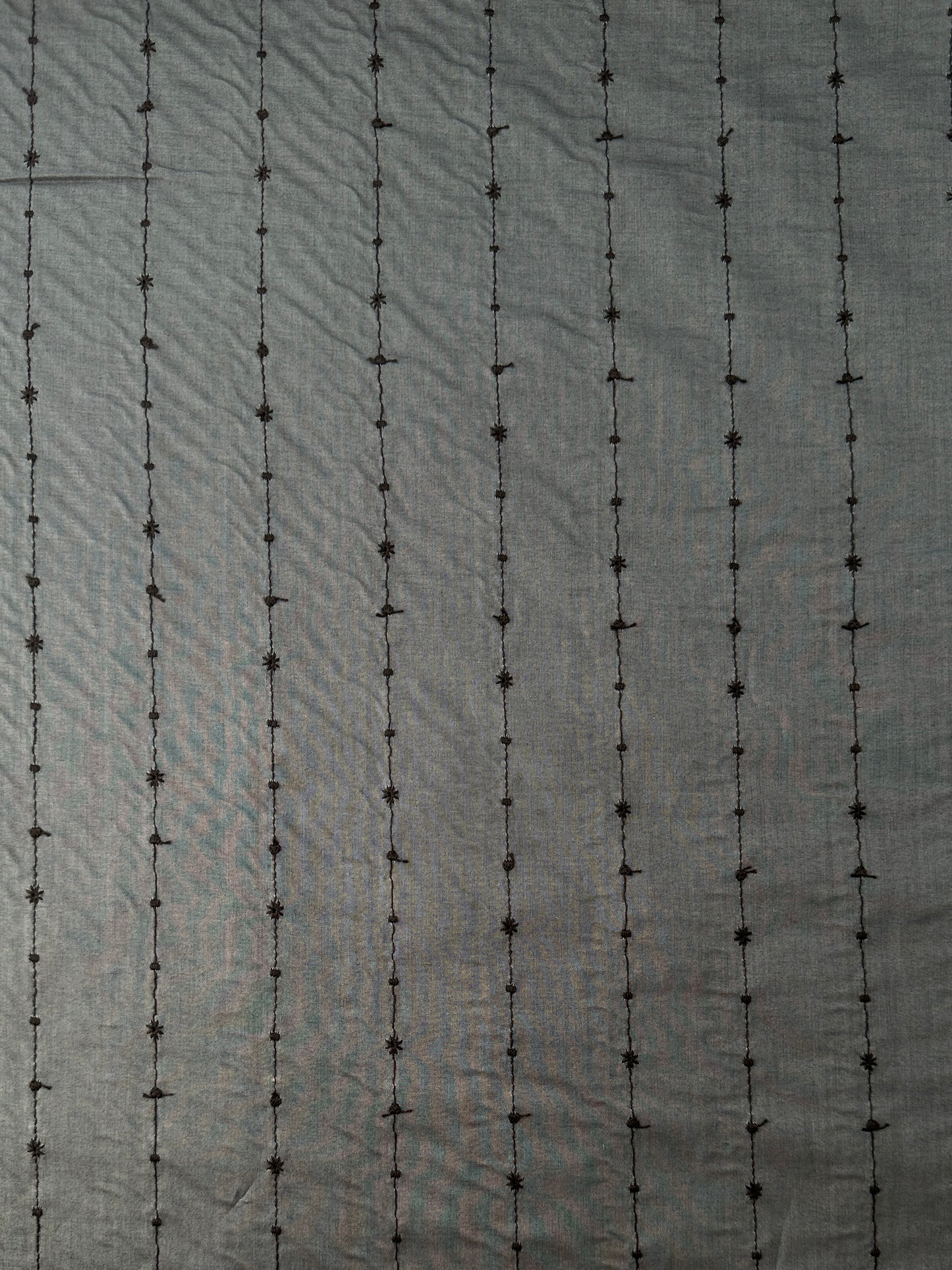 Japanese Embroidered Cotton, Vertical Stripe – Charcoal Gray