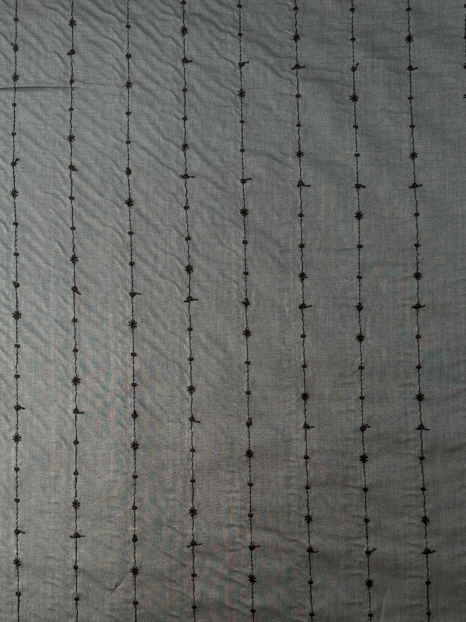 Japanese Embroidered Cotton, Vertical Stripe – Charcoal Gray