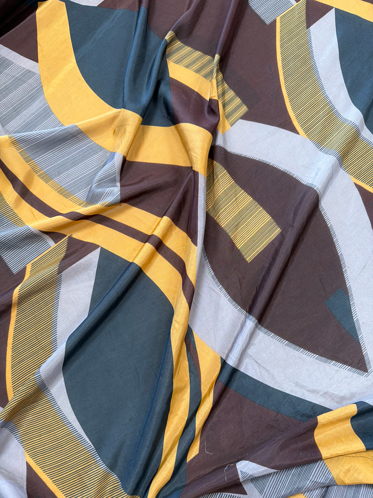 Cotton/Silk Lawn, Retro Geometric, Brown/Gold/Taupe