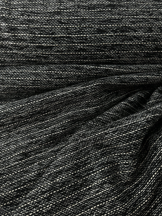 Wool Yarn Dye Stripe, Black/Ivory/Lurex