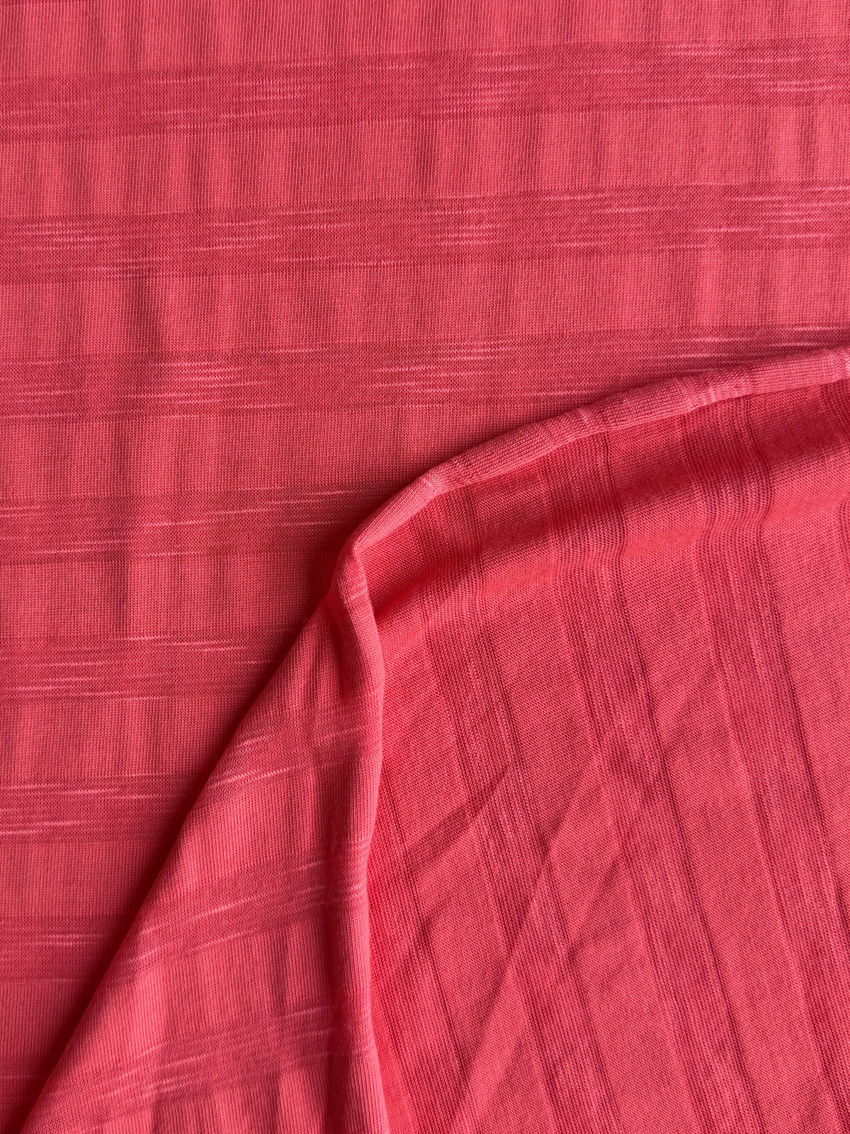 Rayon/Spandex Single Jersey Burnout Stripe -  Coral, 200 gsm