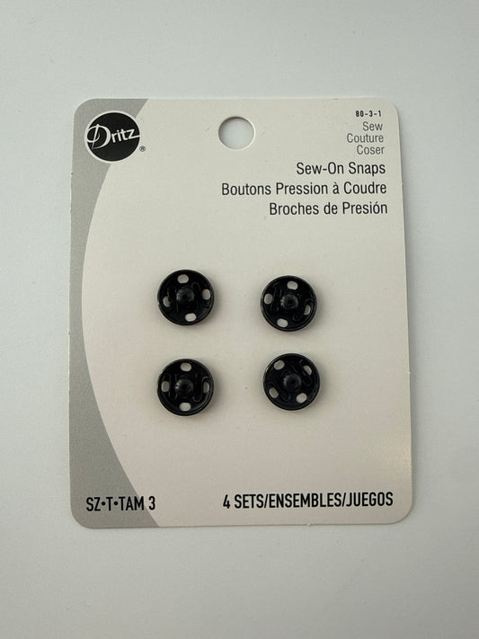 Dritz Sew-On Snaps, Sz. T-TAM 3, 13 mm, 4 pack