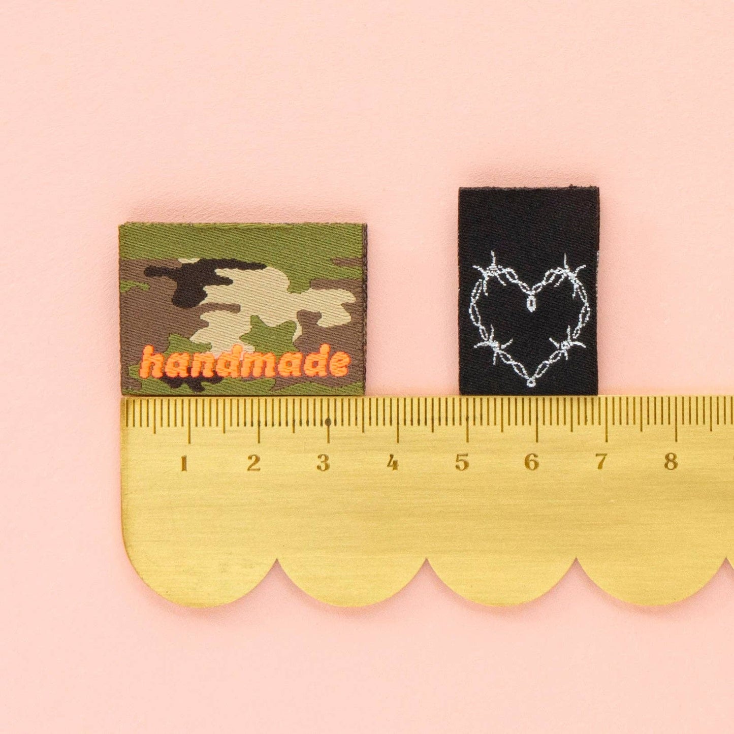 Sarah Hearts Labels, Camo and Barbed Wire Heart