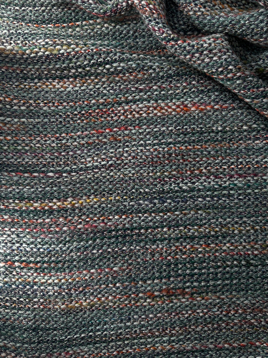 Italian Wool Blend, Coarse Weave, Verde Stripe