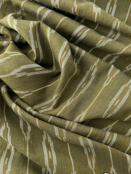 Handloom Ikat, Thick/Thin Stripes, Olive