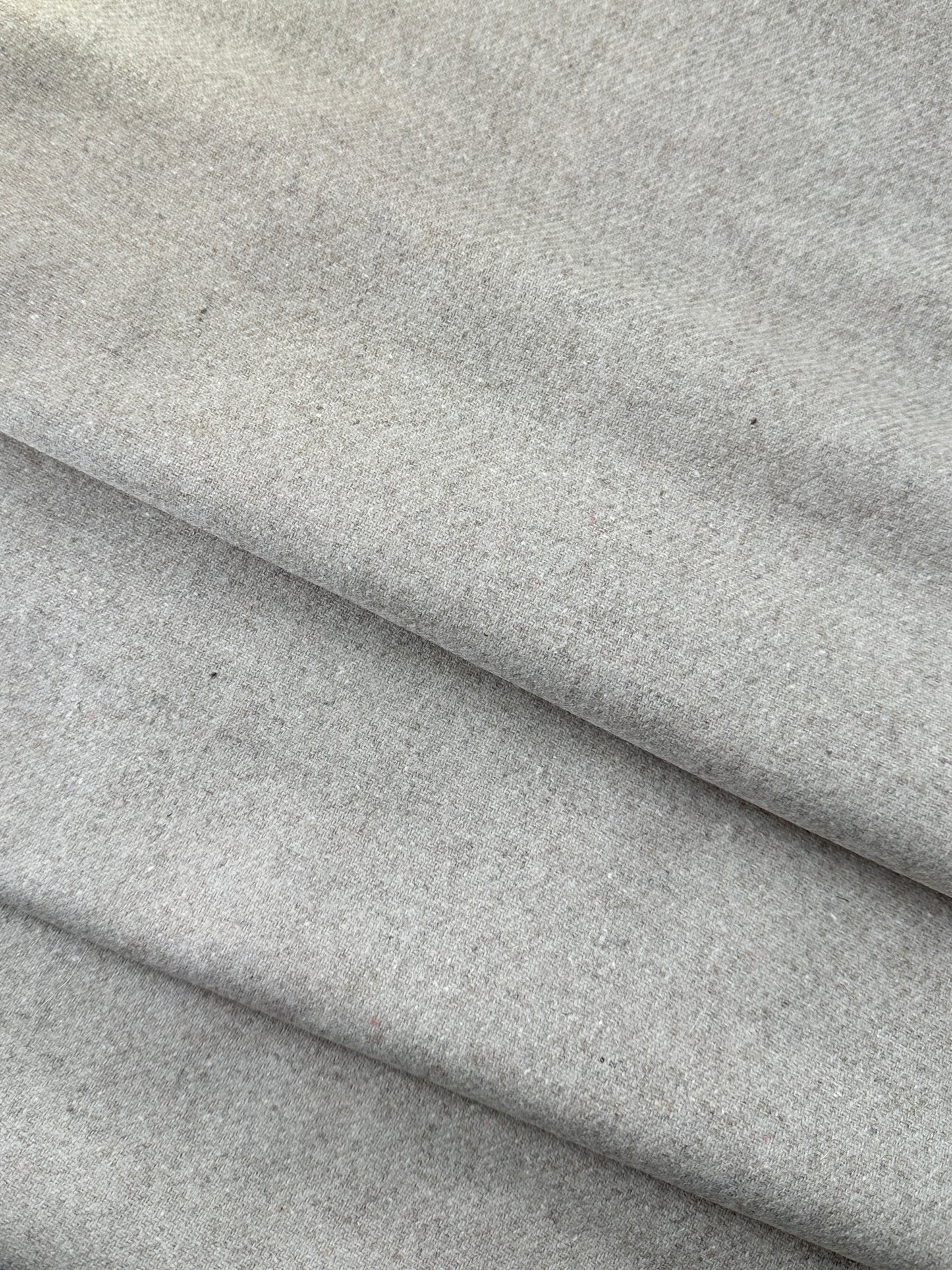 Wool Flannel, Herringbone Weave, Oatmeal, 7.41 oz