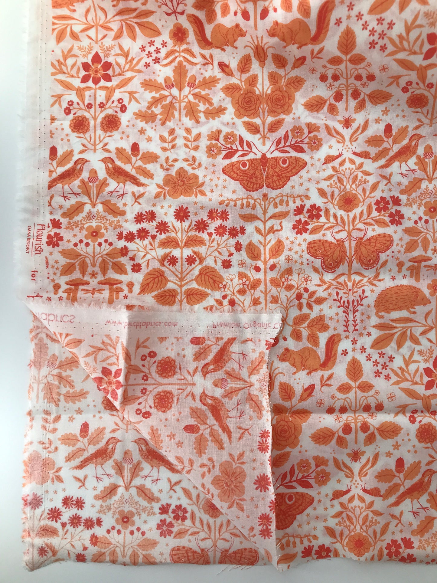 Birch Fabrics Organic Cotton Lawn, Flora & Fauna Nectar