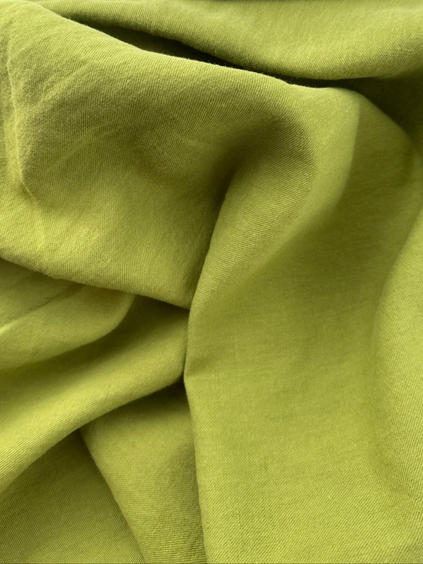 Linen/Organic Cotton Twill, Washed Finish - Olive Oil