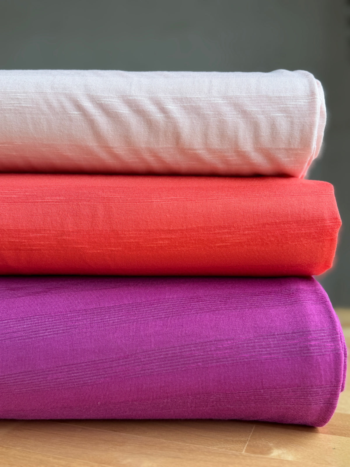 Rayon/Spandex Single Jersey Burnout Stripe, Bubblegum Pink, 200gsm