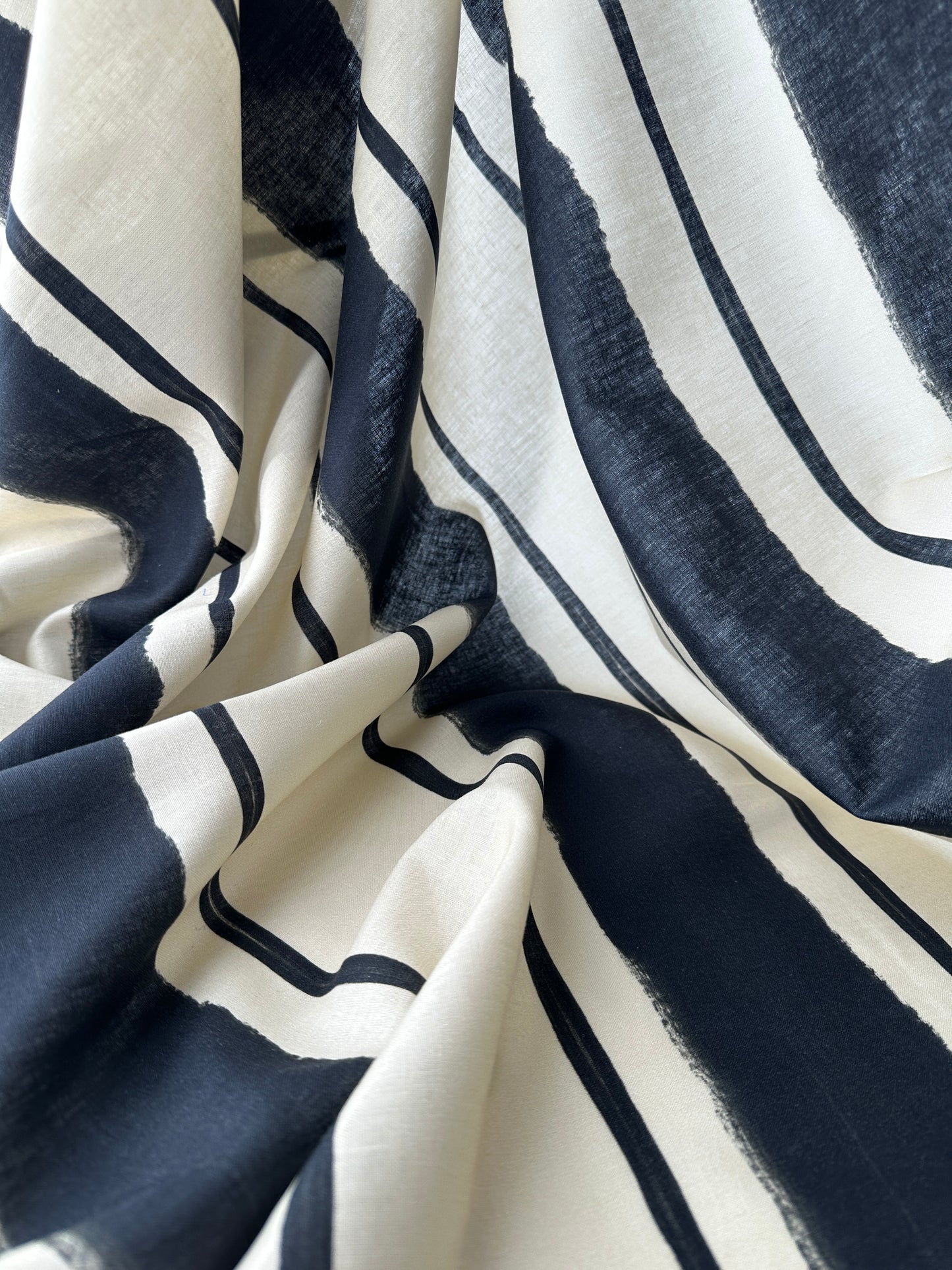 Cotton/Linen Blend, Horizontal Irregular Stripe