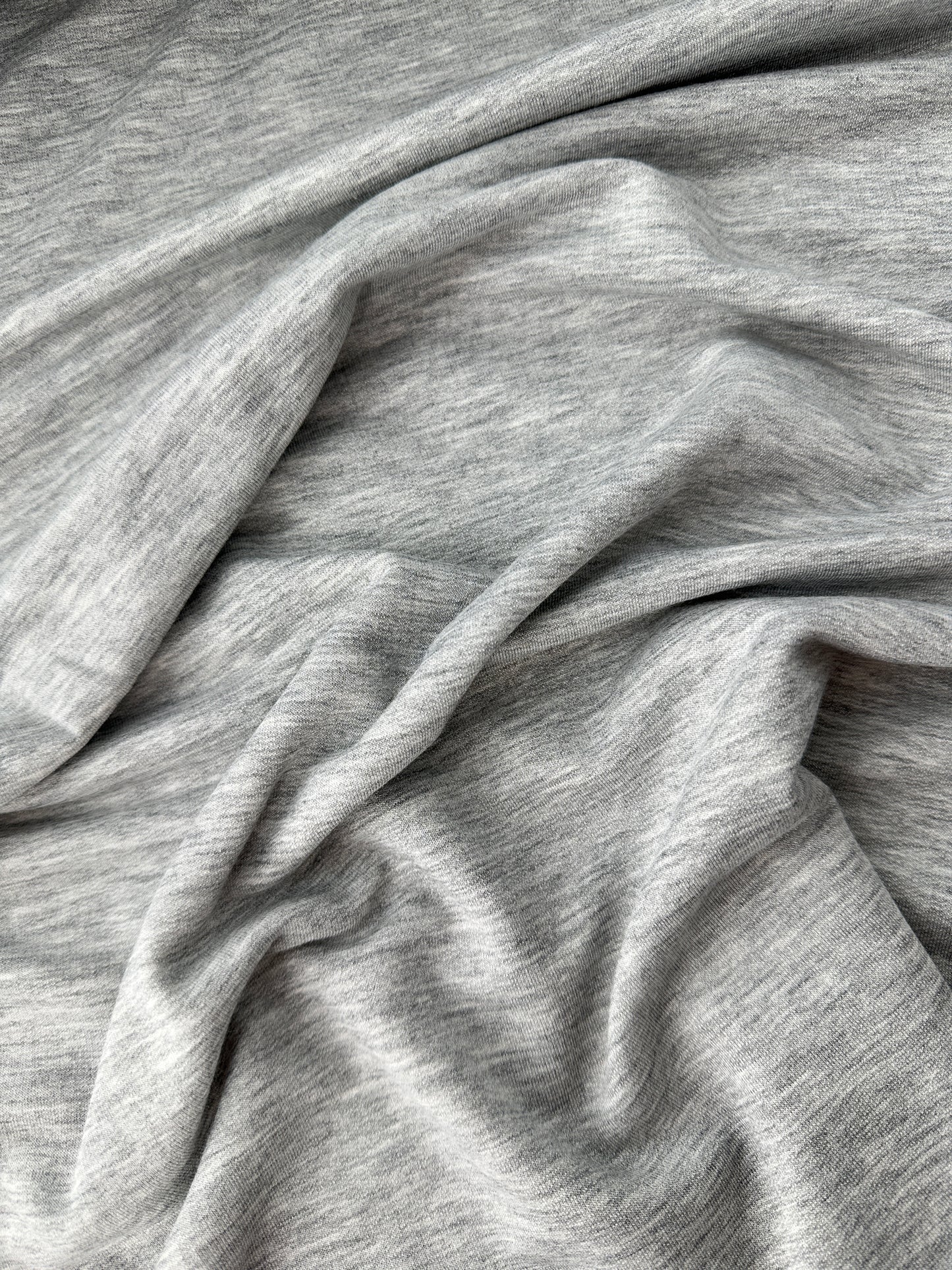 Sweatshirt Fleece, Rayon/Spandex, 225 gsm – Lt Heather Gray