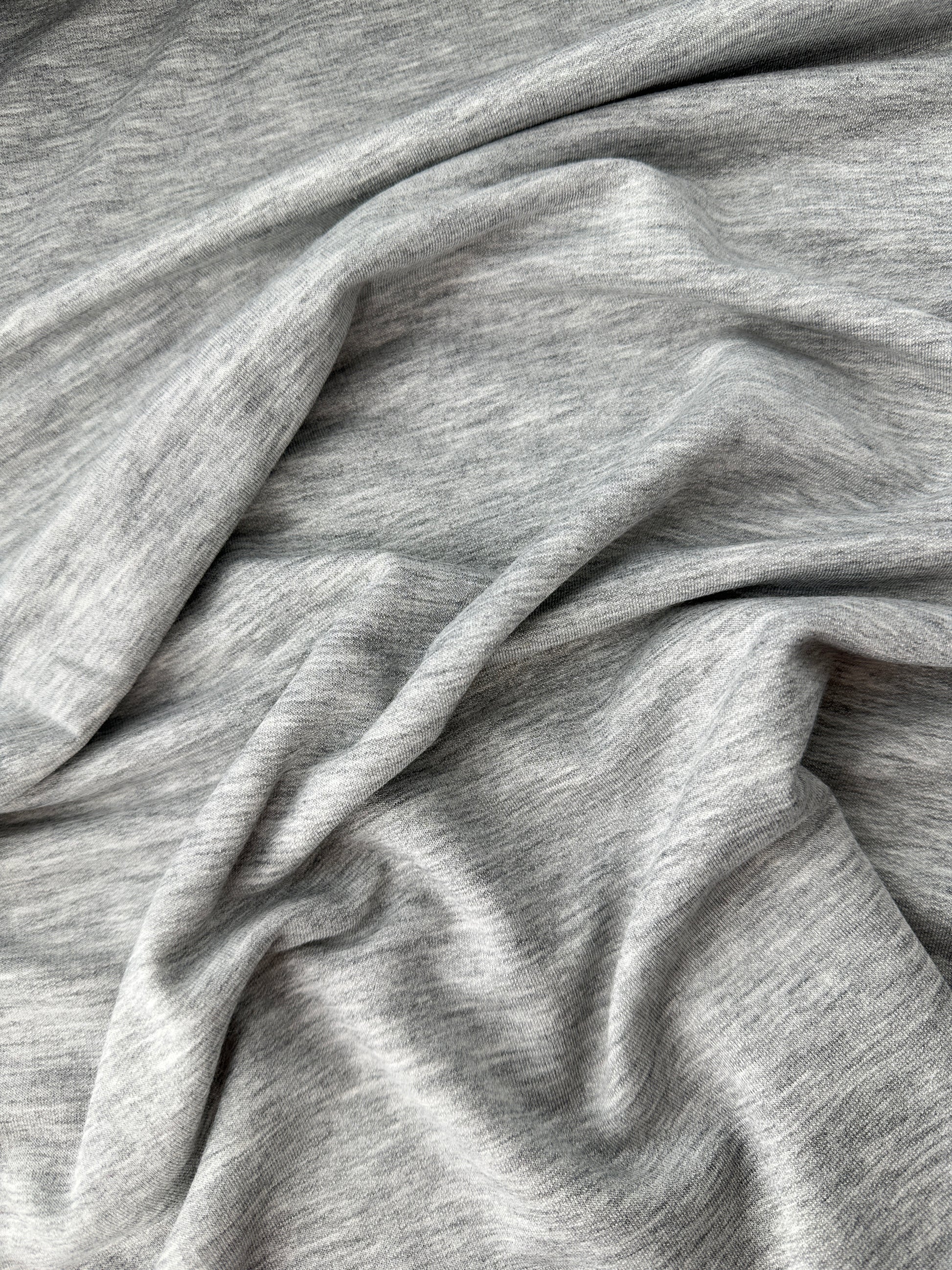 Sweatshirt Fleece, Rayon/Spandex, 225 gsm – Lt Heather Gray