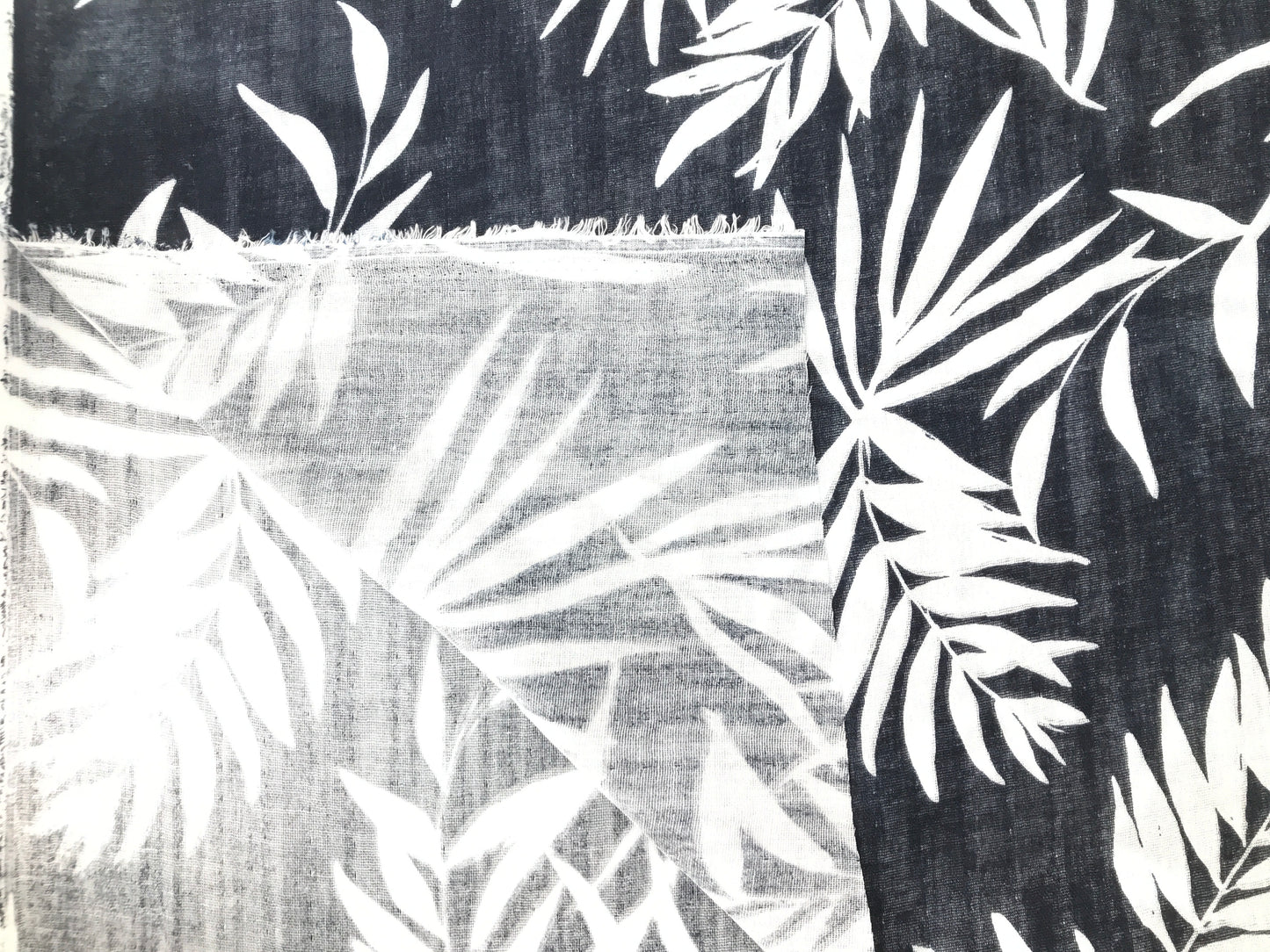 Cotton Double Gauze Tropical Leaf Print – White/Orange