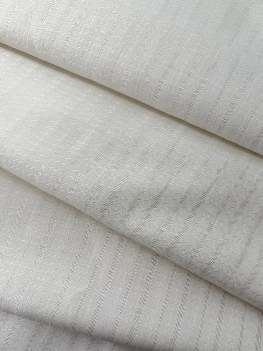 Linen Tonal Vertical Stripe - White