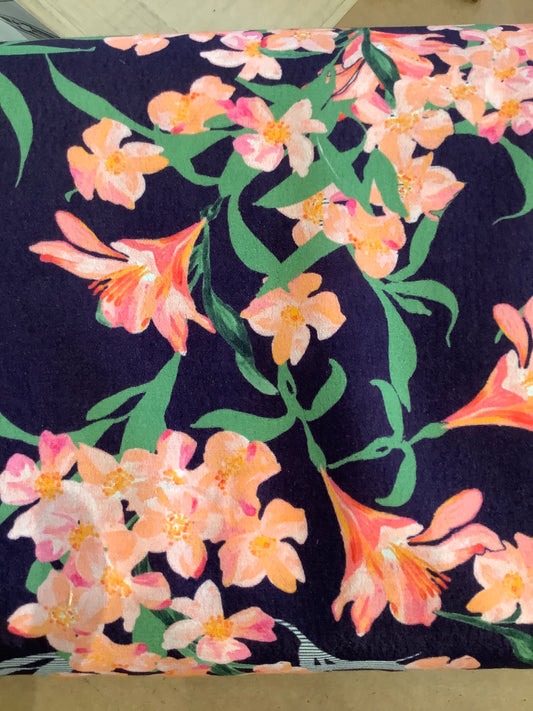 Rayon, Navy/Melon Floral print