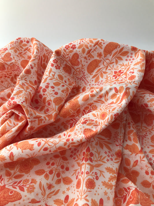 Birch Fabrics Organic Cotton Lawn, Flora & Fauna Nectar