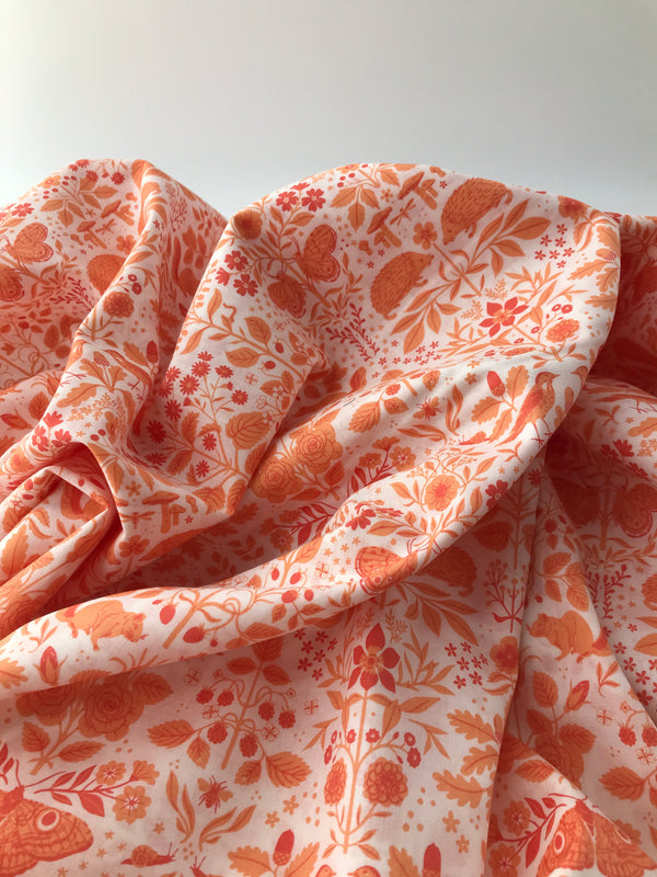 Birch Fabrics Organic Cotton Lawn, Flora & Fauna Nectar