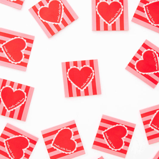 Sarah Hearts Labels, Made with Love Valentines Heart