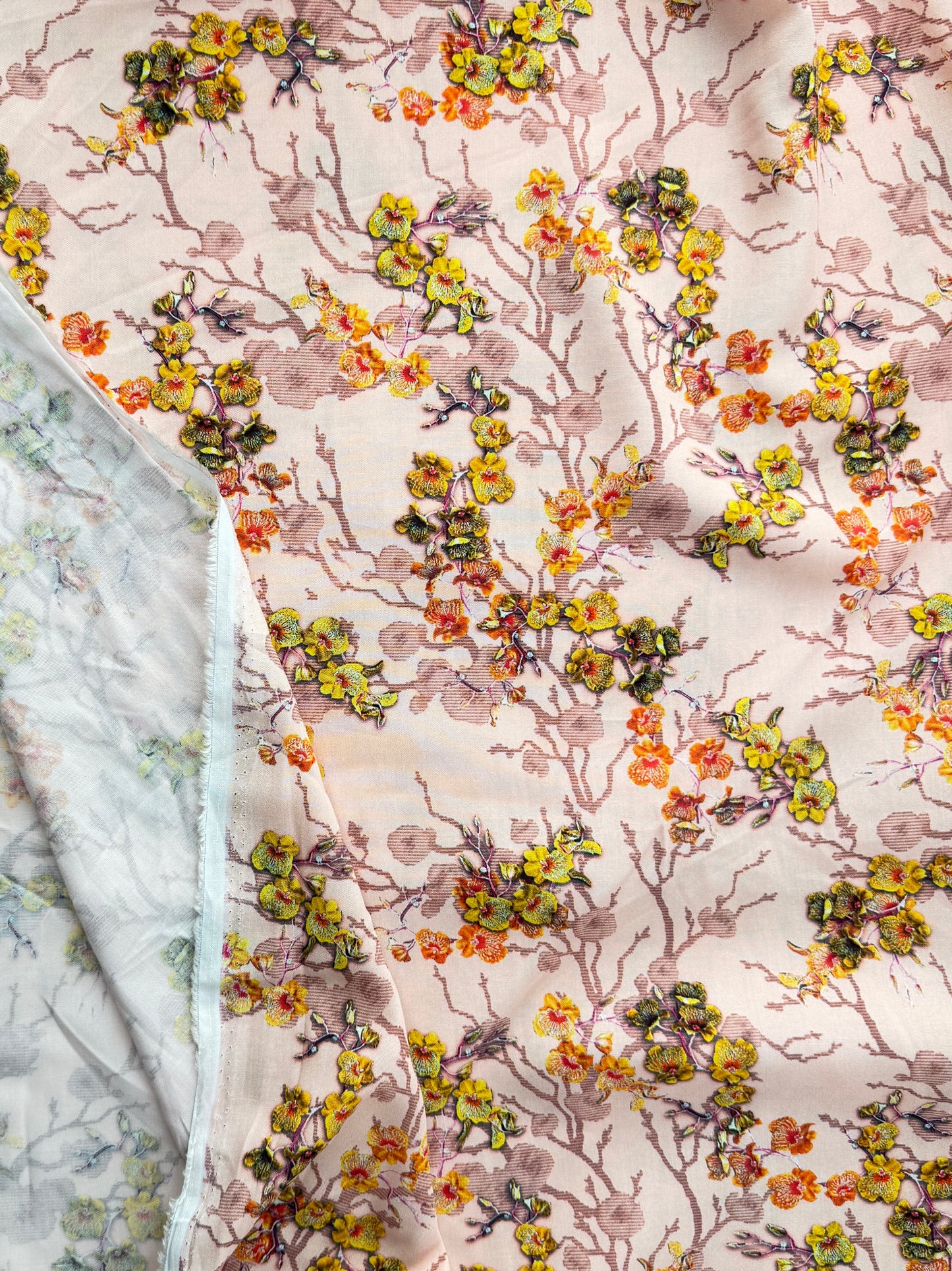 Rayon Lawn, Cherry Blossom Print – Pink