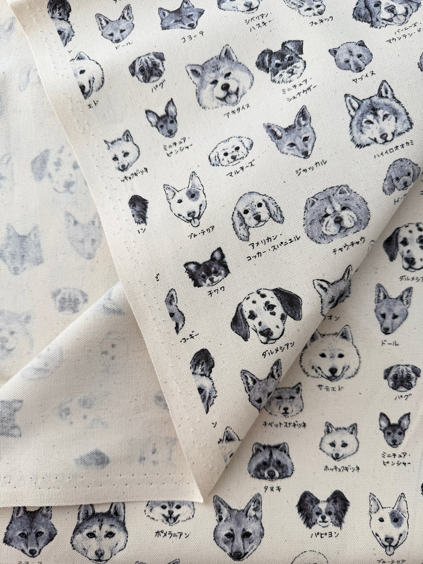 Kokka Cotton Oxford, Illustrated Book - Dog Family