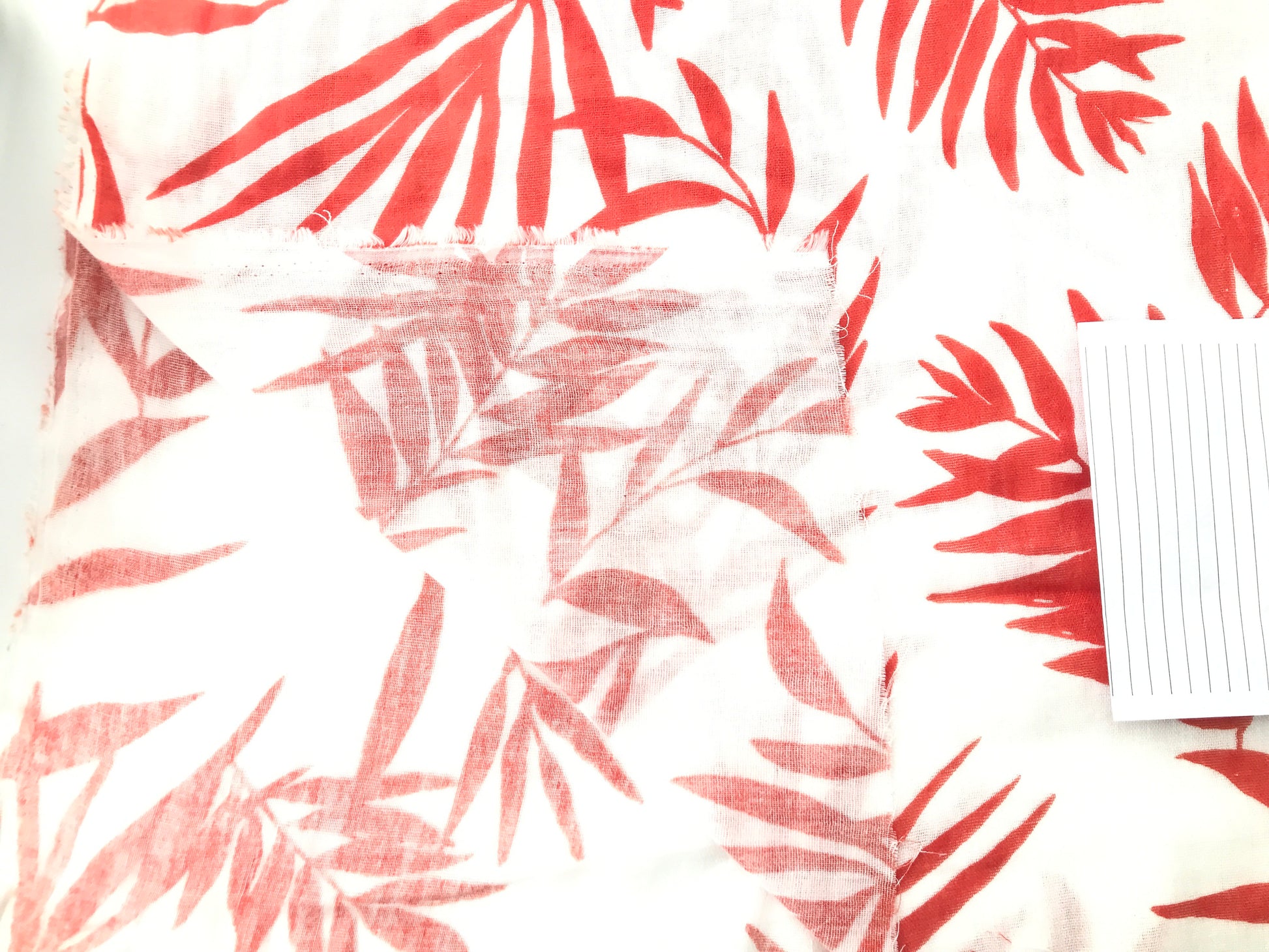 Cotton Double Gauze Tropical Leaf Print – White/Orange
