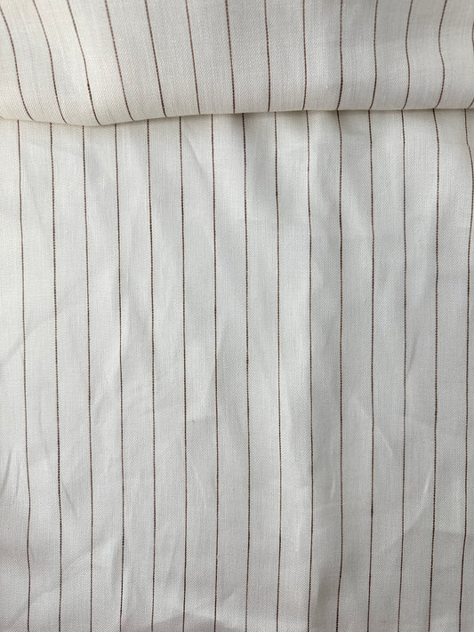 Linen Yarn Dye Skinny Stripe, Cream