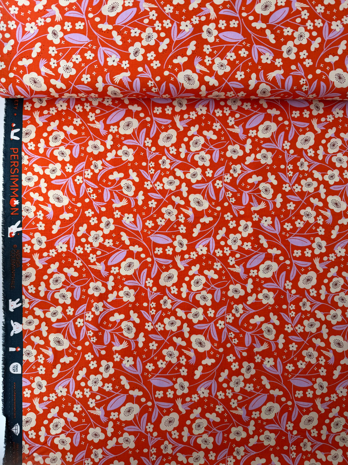 Ruby Star Society Cotton Sheeting, Persimmon - Blossoms - Warm Red