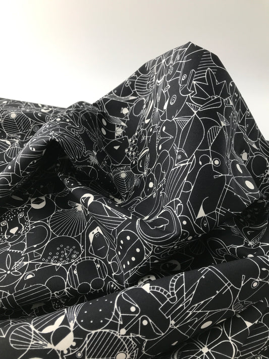 Birch Fabrics, Premium Organic Cotton, Charley Harper End Papers Black