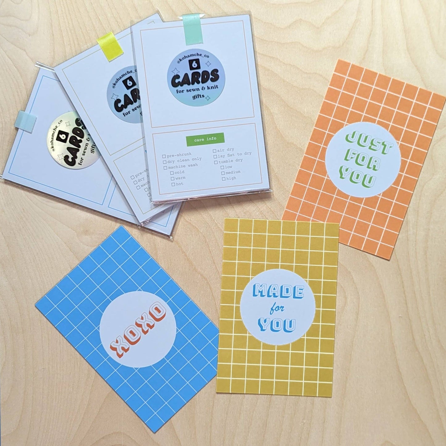 Cards with Care Instructions for Sewn & Knit Gifts