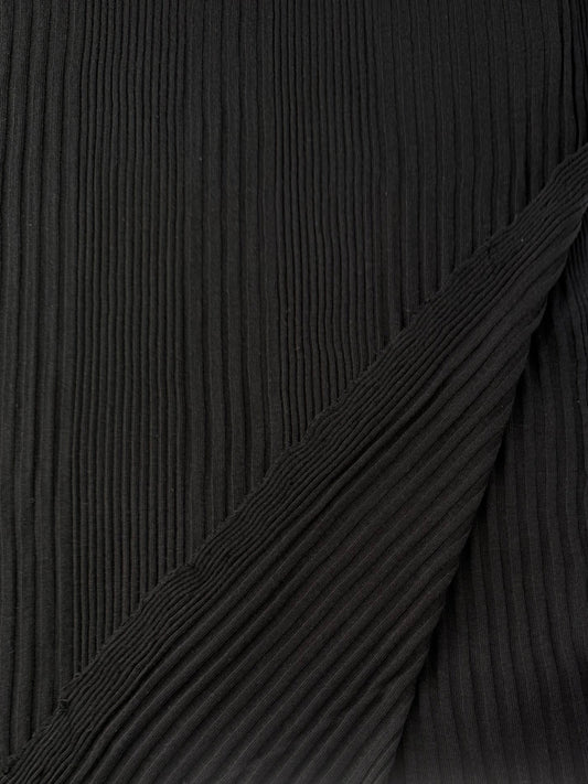 Cotton Variegated Rib, 132 gsm - Black
