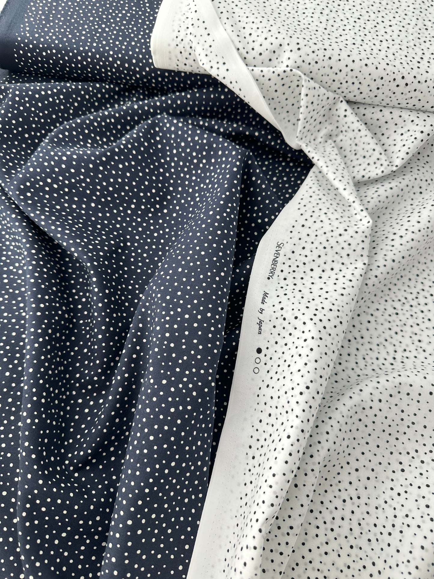 Sevenberry Cotton Lawn, Dots & Stripes - Navy