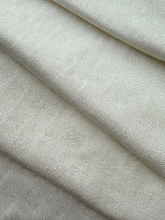 Designer Deadstock Tencel/Cotton Double Knit, Cat Heads - Off-White, 212 gsm