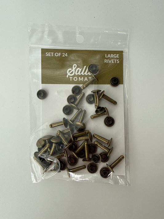 Double Cap Rivets, 13mm, Antique Brass, 24 sets